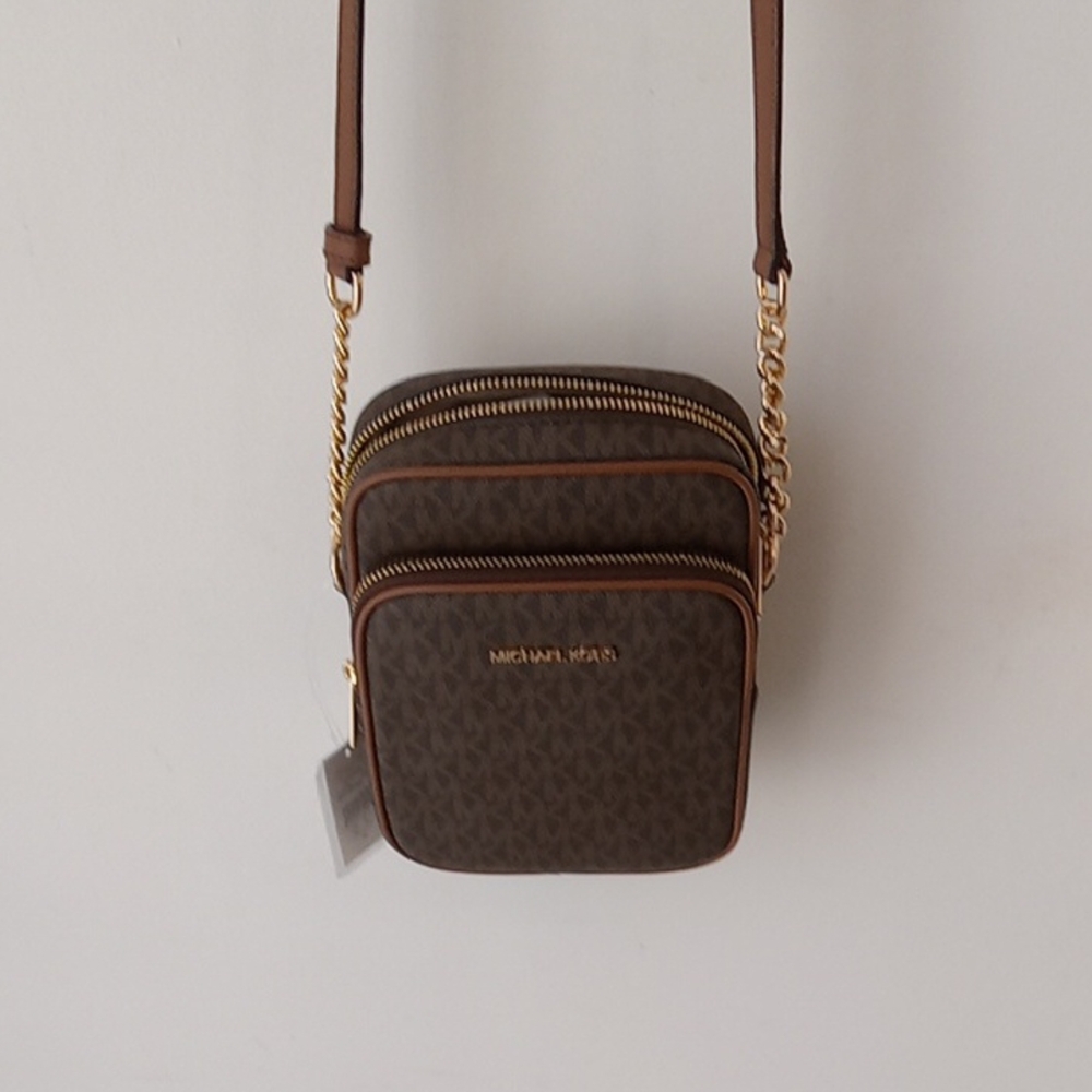 Michael Kors Brown and Gold Crossbody Bag